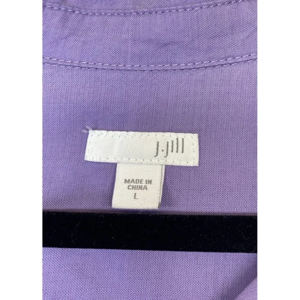 J Jill Blouse Women’s Sz Medium Long tall Purple Button Down Tencel Button Down